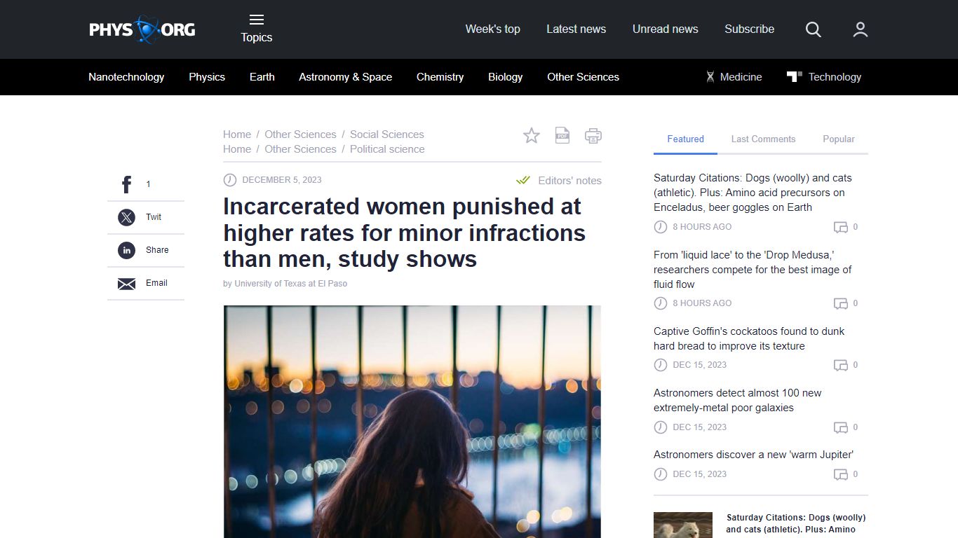 Incarcerated women punished at higher rates for minor infractions than ...